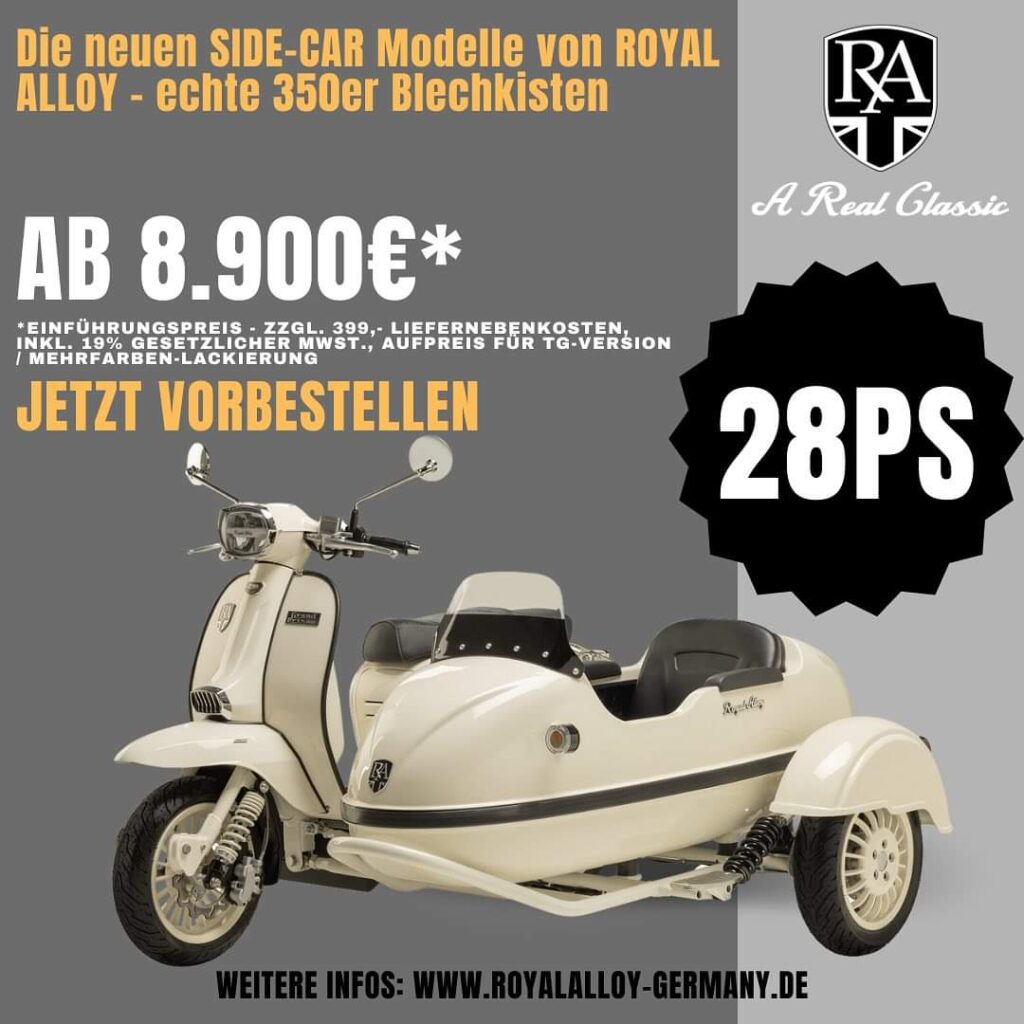 Die neuen Side-Car Modelle von Royal Alloy echte 350er Blechkisten bei Deinlein Hammerau Zwischen Bad Reichenhall und Freilassing nähe Salzburg